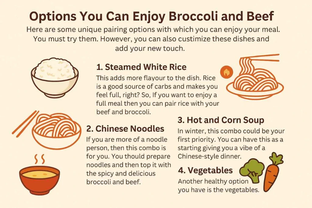 Promotional banner featuring Panda Express Broccoli Beef in a white bowl with vibrant yellow and red background, highlighting a complete recipe including crispy orange chicken bites in tangy sauce.